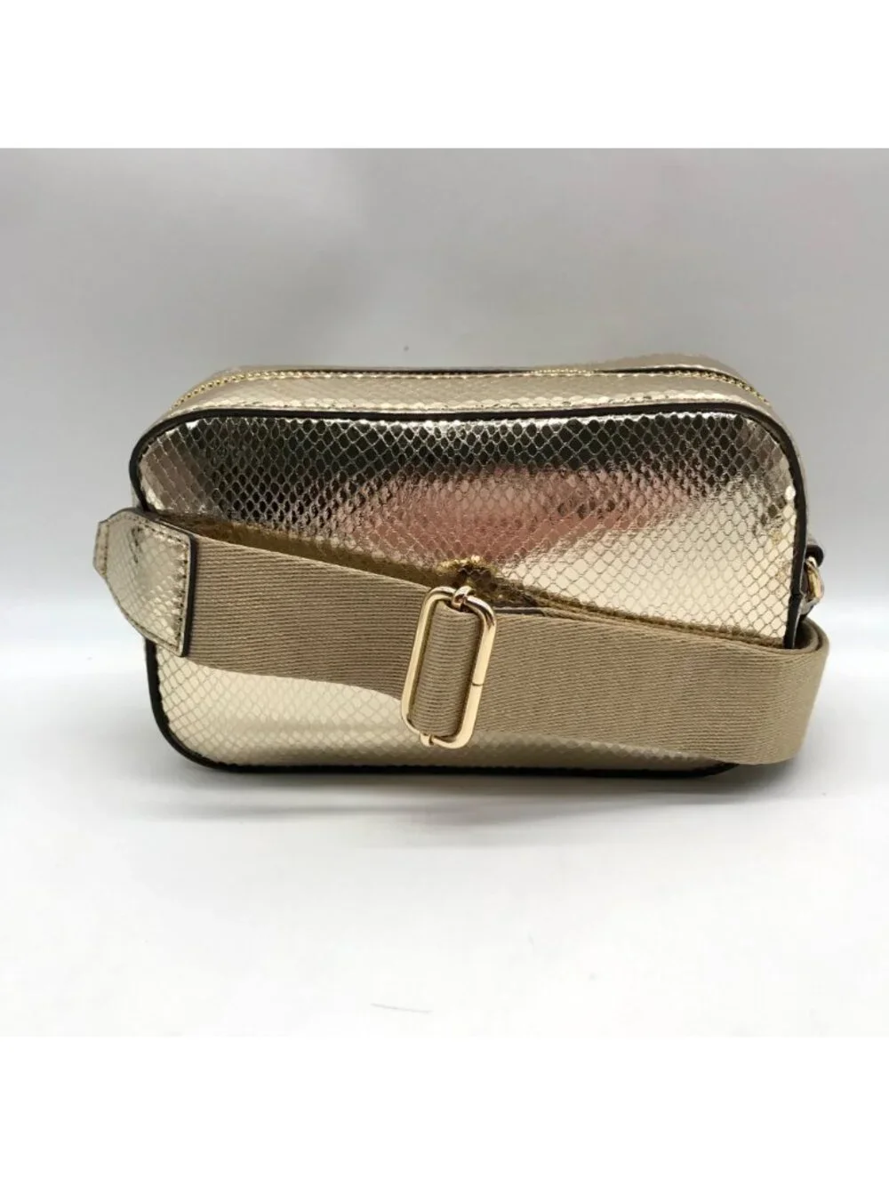 Michael Kors Metallic Gold Leather Maisie 2-In-1 Camera Crossbody Bag